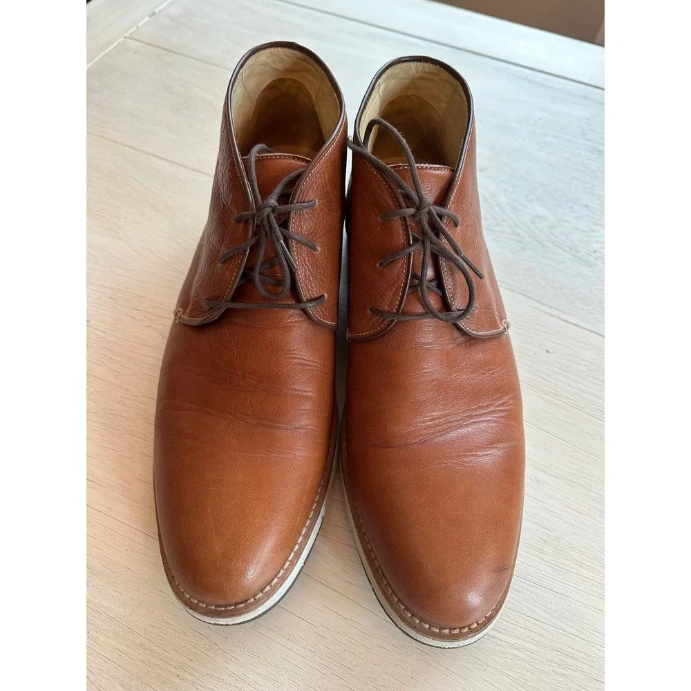 Johnston‎ & Murphy Men's 12M Brown Leather Chukka Boots Sheepskin Made in Brazil